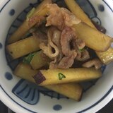 刻み葱で彩り✨豚肉とさつまいものきんぴら(^ ^)